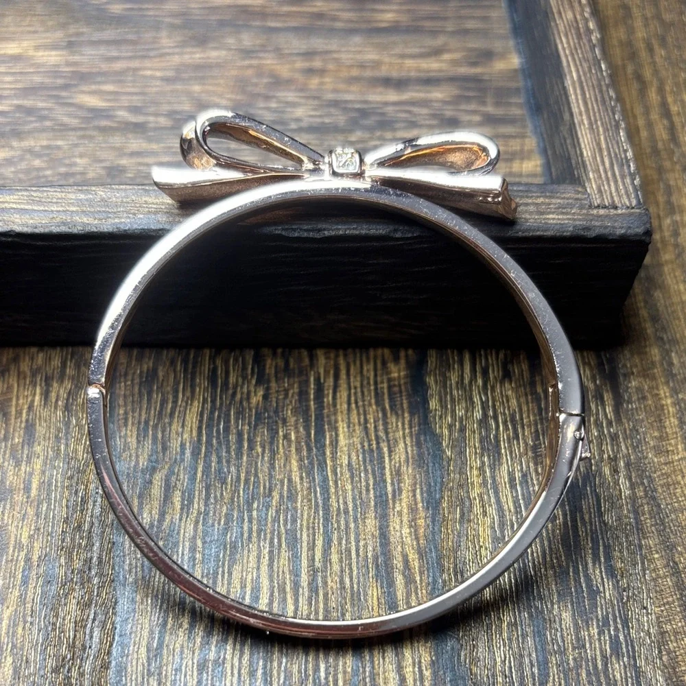 Kate Spade Rose Gold Bow Crystal Bangle Bracelet - Picture 2 of 9